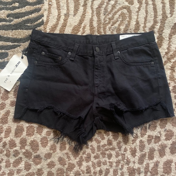 Rag and bone black denim mid rise cut off shorts - Picture 1 of 5